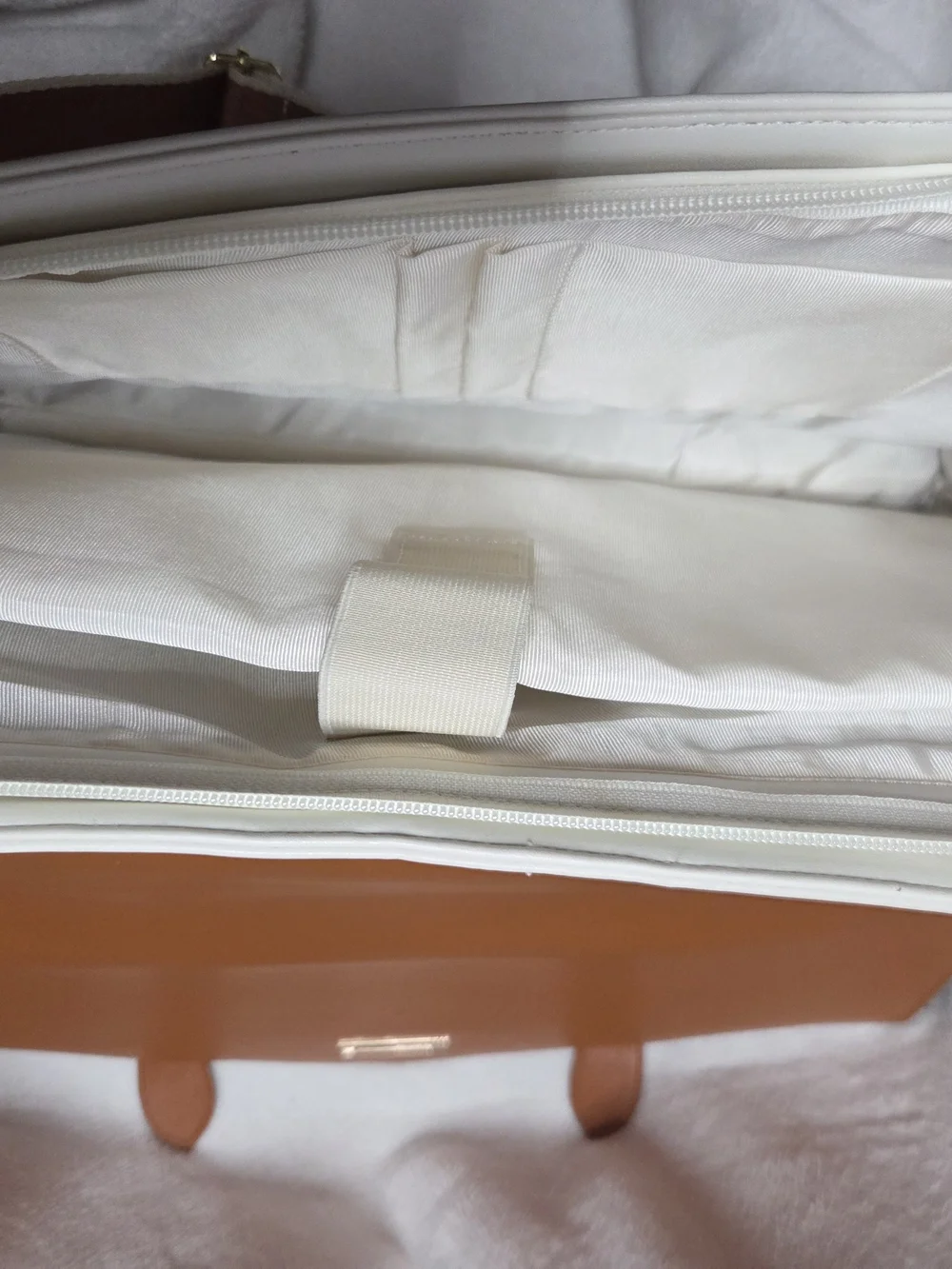 Two-Tone Tan and White Messenger Bag